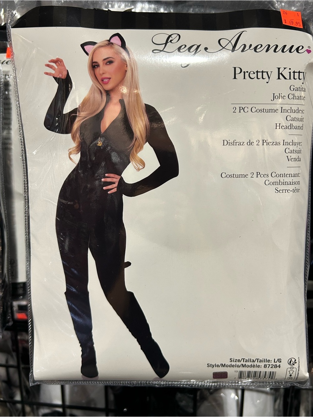 Leg Avenue Black Pretty Kitty Catsuit with Headband